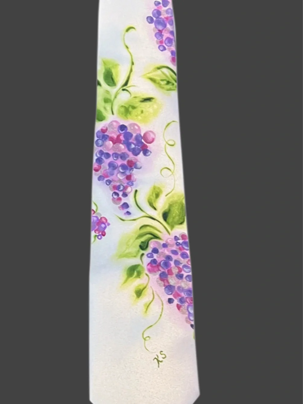 Hand-Painted Vineyard Grapes Tie